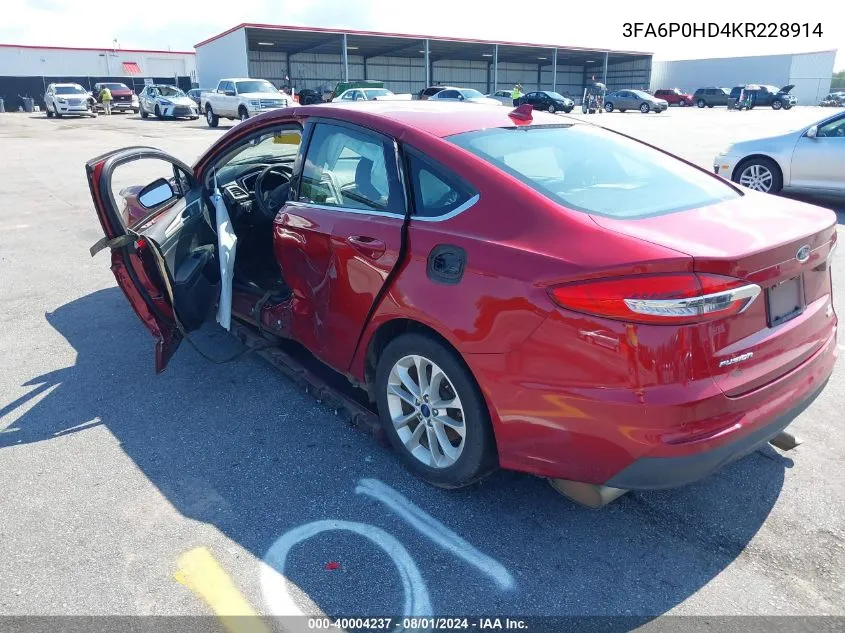 3FA6P0HD4KR228914 2019 Ford Fusion Se