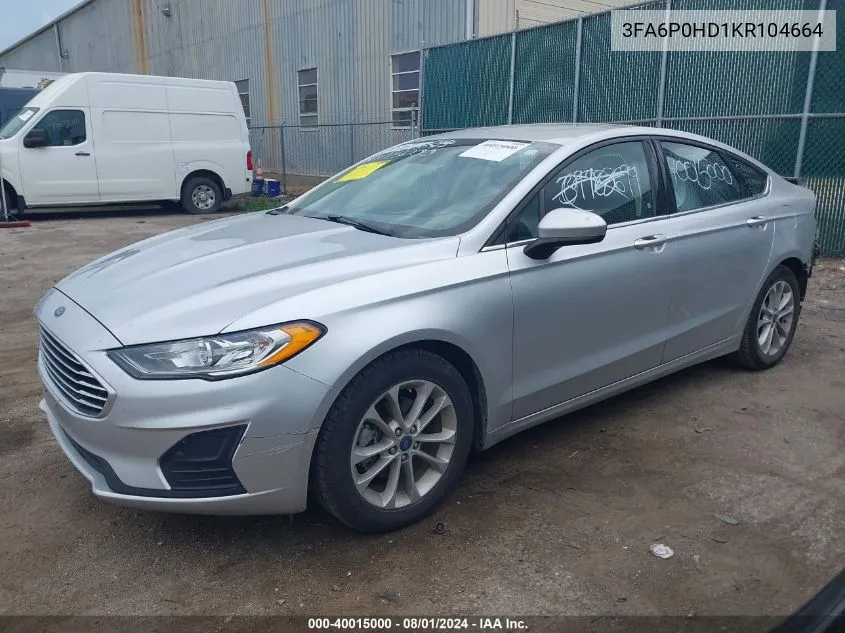 3FA6P0HD1KR104664 2019 Ford Fusion Se