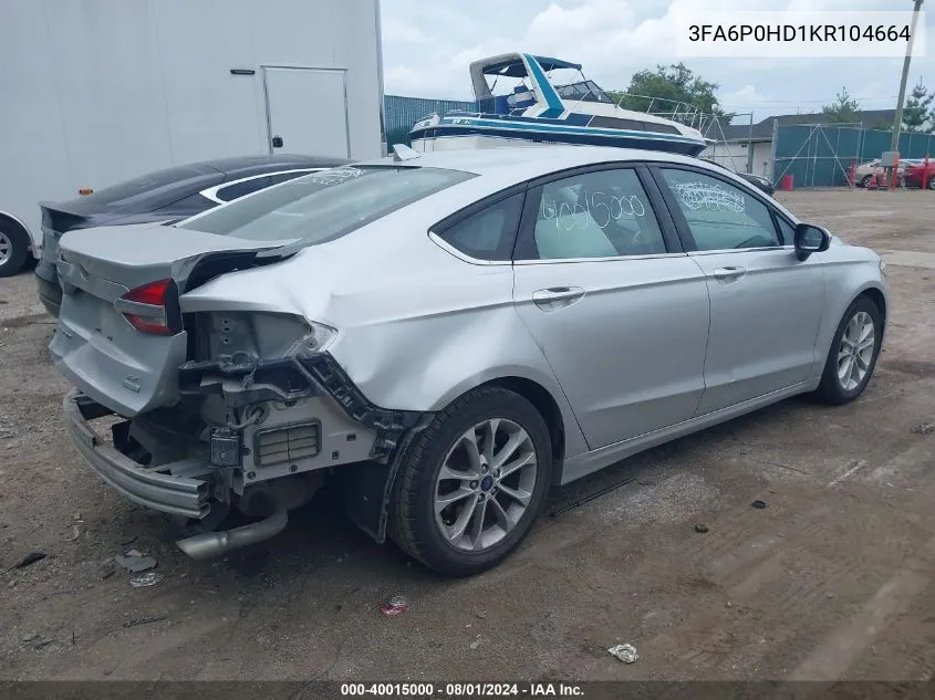 3FA6P0HD1KR104664 2019 Ford Fusion Se