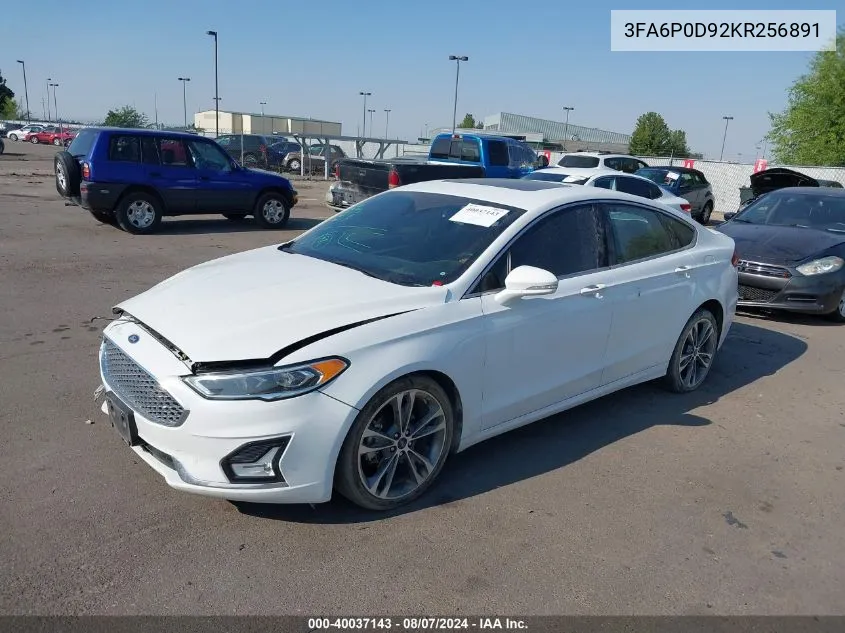 3FA6P0D92KR256891 2019 Ford Fusion Titanium