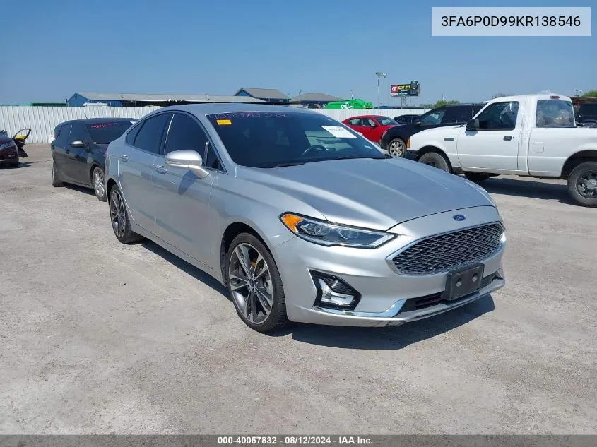 2019 Ford Fusion Titanium VIN: 3FA6P0D99KR138546 Lot: 40057832