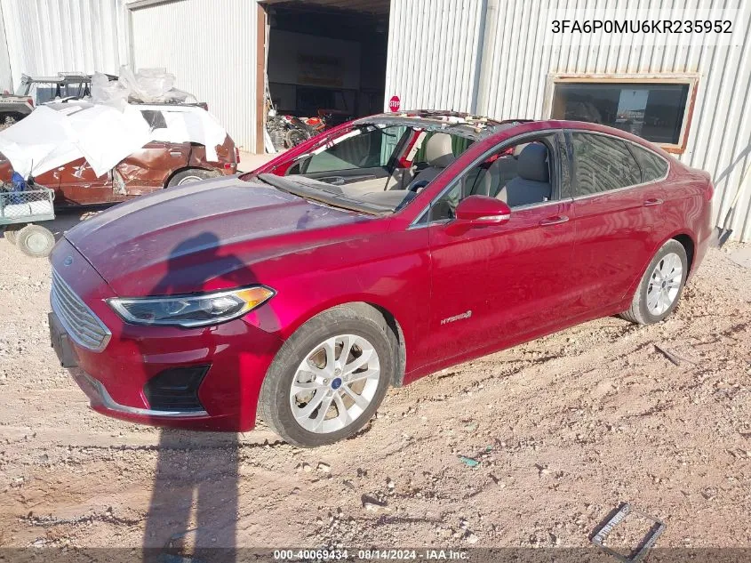 3FA6P0MU6KR235952 2019 Ford Fusion Hybrid Sel