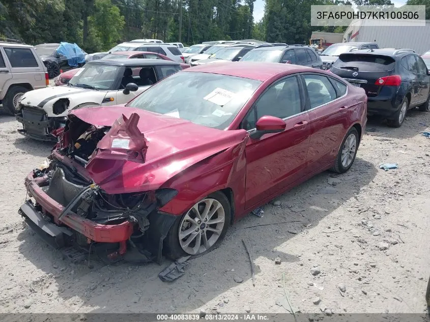 3FA6P0HD7KR100506 2019 Ford Fusion Se