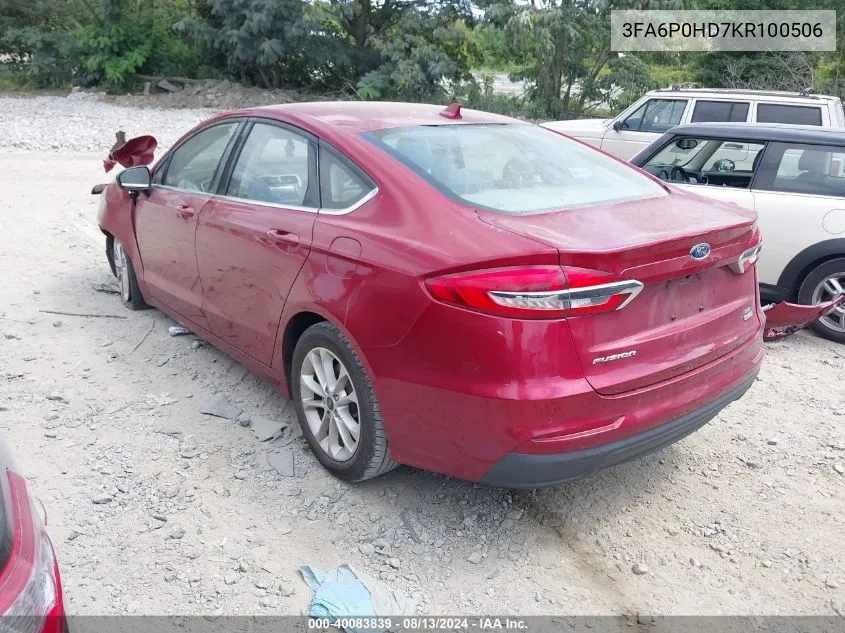 3FA6P0HD7KR100506 2019 Ford Fusion Se