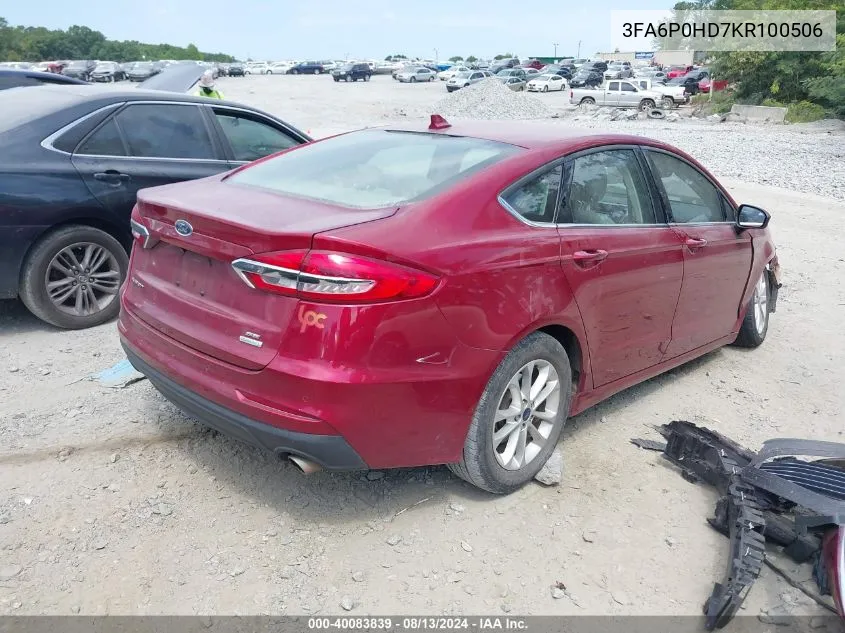 3FA6P0HD7KR100506 2019 Ford Fusion Se