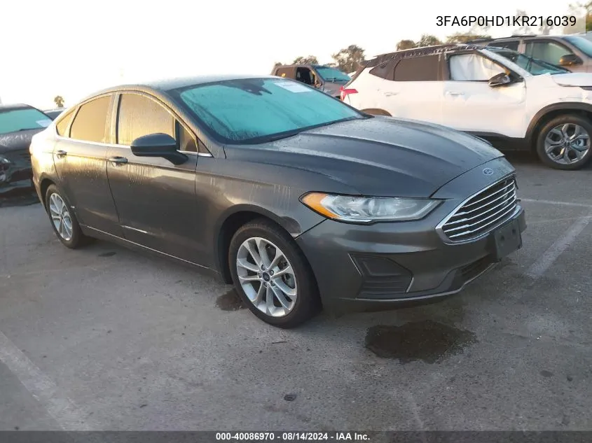 3FA6P0HD1KR216039 2019 Ford Fusion Se