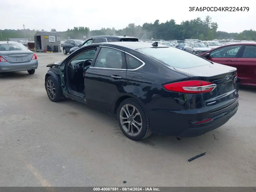 2019 Ford Fusion Sel VIN: 3FA6P0CD4KR224479 Lot: 40087591