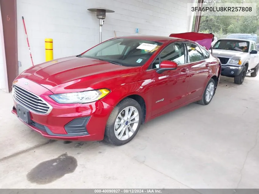 3FA6P0LU8KR257808 2019 Ford Fusion Hybrid Se