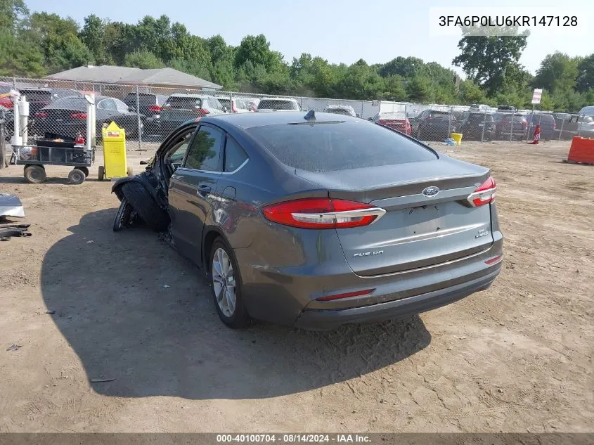 2019 Ford Fusion Hybrid Se VIN: 3FA6P0LU6KR147128 Lot: 40100704