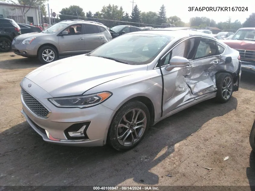 3FA6P0RU7KR167024 2019 Ford Fusion Hybrid Titanium