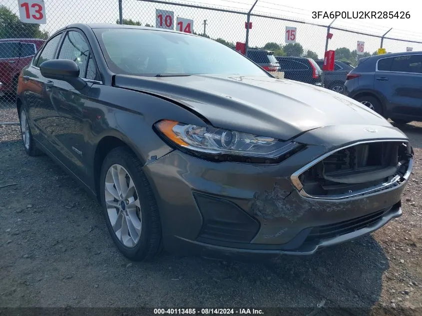 2019 Ford Fusion Hybrid Se VIN: 3FA6P0LU2KR285426 Lot: 40113485