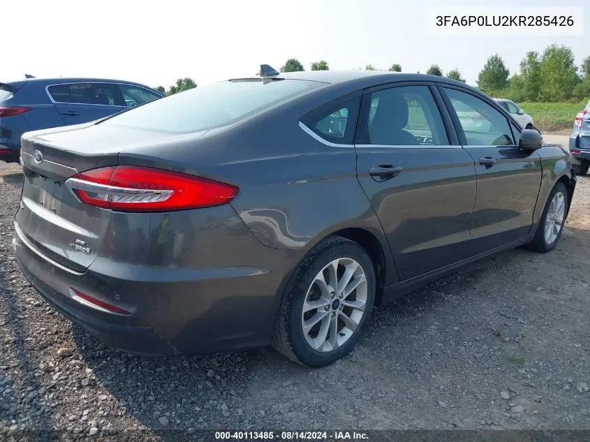 2019 Ford Fusion Hybrid Se VIN: 3FA6P0LU2KR285426 Lot: 40113485