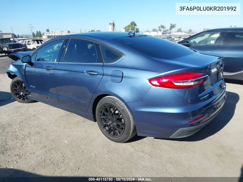 3FA6P0LU0KR201992 2019 Ford Fusion Hybrid Se