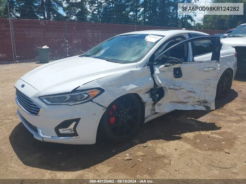 2019 Ford Fusion Titanium VIN: 3FA6P0D98KR124282 Lot: 40120482