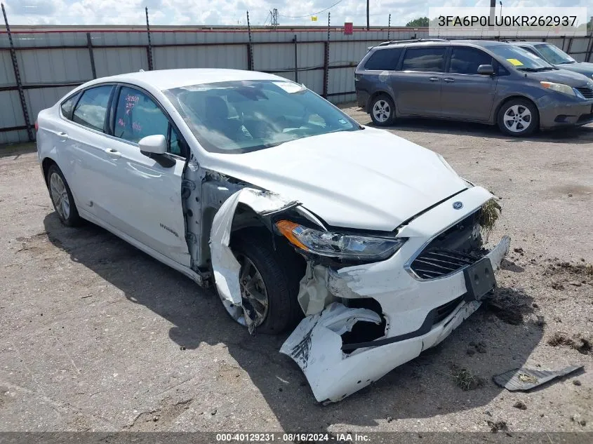 2019 Ford Fusion Hybrid Se VIN: 3FA6P0LU0KR262937 Lot: 40129231