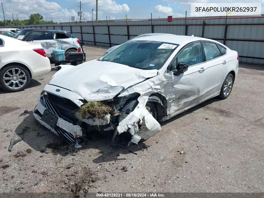 3FA6P0LU0KR262937 2019 Ford Fusion Hybrid Se