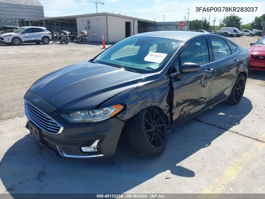 2019 Ford Fusion S VIN: 3FA6P0G78KR283037 Lot: 40133214