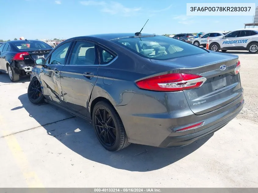 2019 Ford Fusion S VIN: 3FA6P0G78KR283037 Lot: 40133214