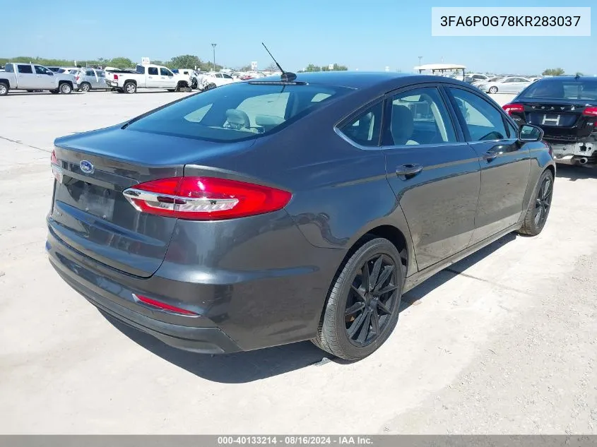 2019 Ford Fusion S VIN: 3FA6P0G78KR283037 Lot: 40133214