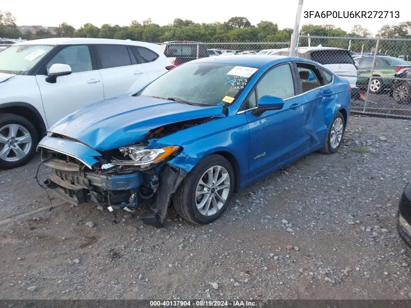 3FA6P0LU6KR272713 2019 Ford Fusion Hybrid Se