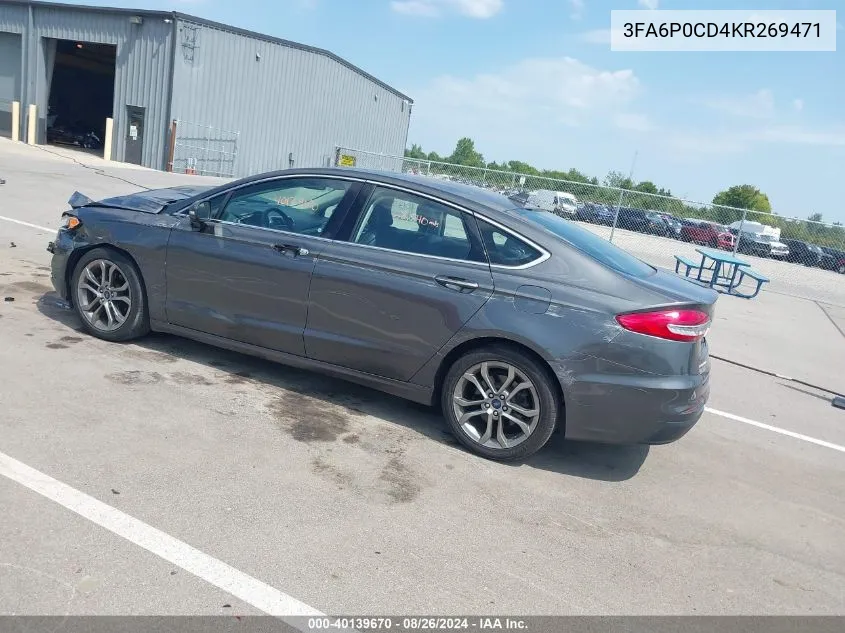 2019 Ford Fusion Sel VIN: 3FA6P0CD4KR269471 Lot: 40139670