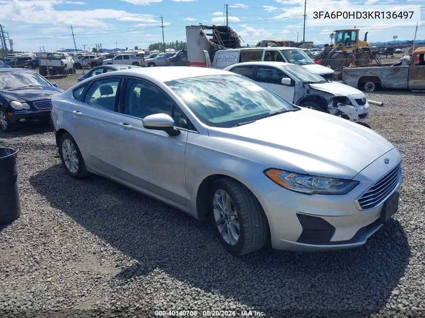 3FA6P0HD3KR136497 2019 Ford Fusion Se