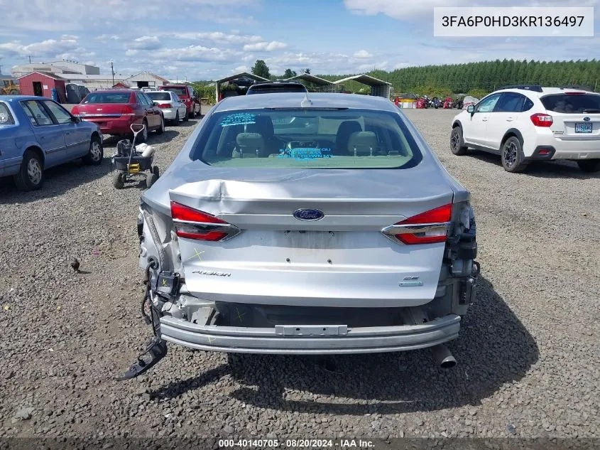 3FA6P0HD3KR136497 2019 Ford Fusion Se