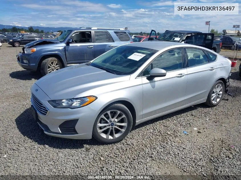 3FA6P0HD3KR136497 2019 Ford Fusion Se