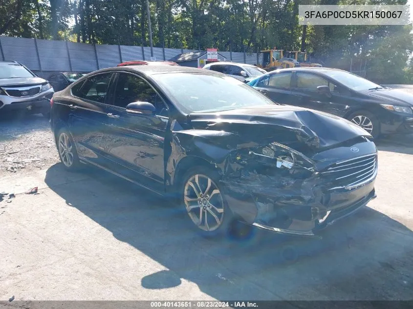 3FA6P0CD5KR150067 2019 Ford Fusion Sel