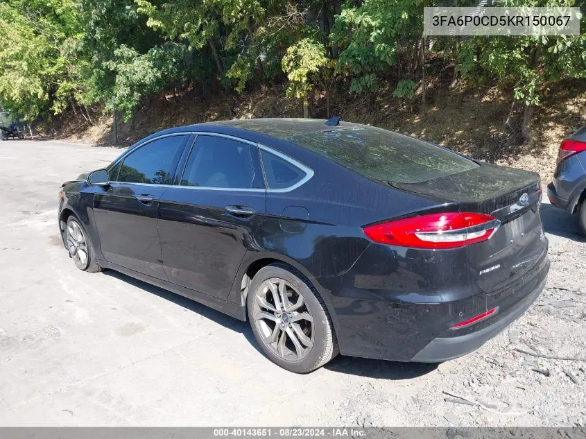 3FA6P0CD5KR150067 2019 Ford Fusion Sel