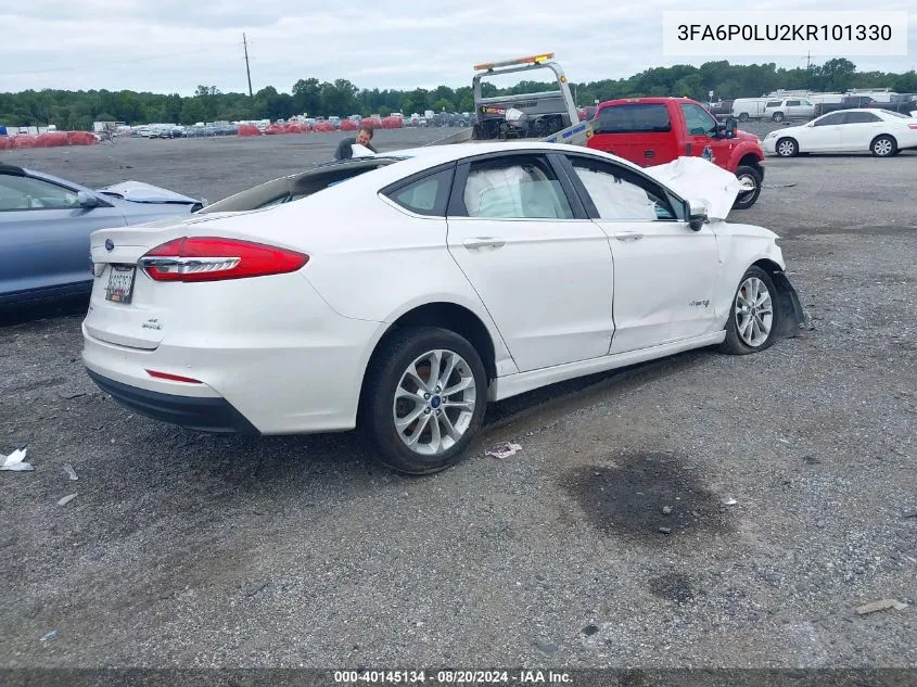 2019 Ford Fusion Se VIN: 3FA6P0LU2KR101330 Lot: 40145134