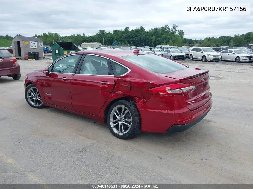 2019 Ford Fusion Hybrid Titanium VIN: 3FA6P0RU7KR157156 Lot: 40149533