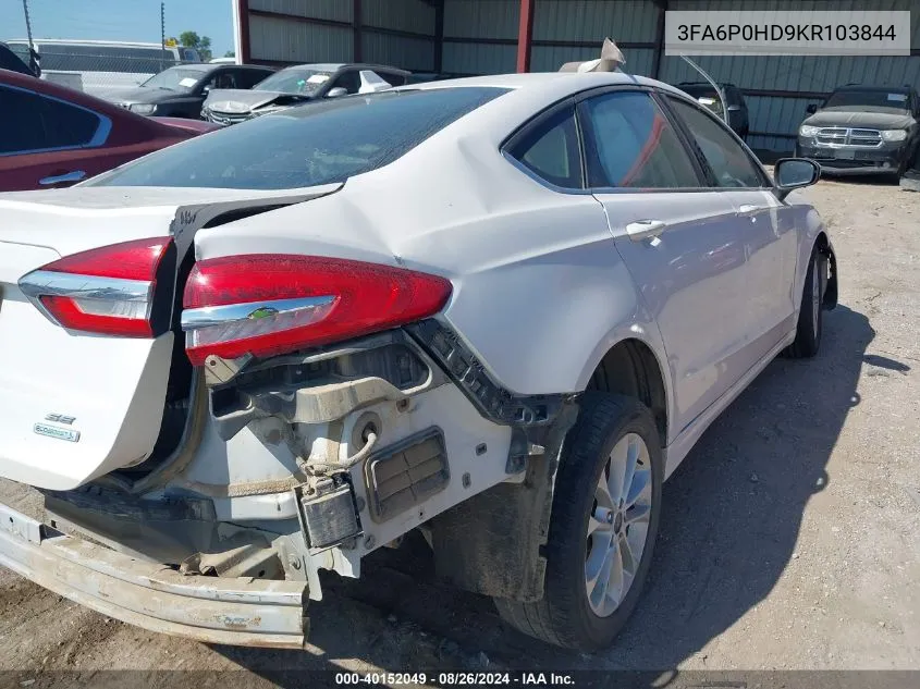 3FA6P0HD9KR103844 2019 Ford Fusion Se