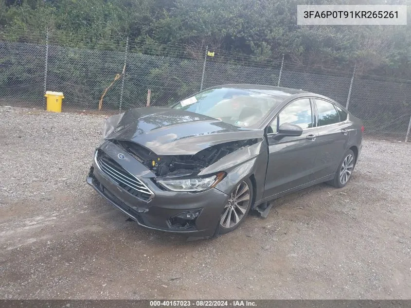 3FA6P0T91KR265261 2019 Ford Fusion Se