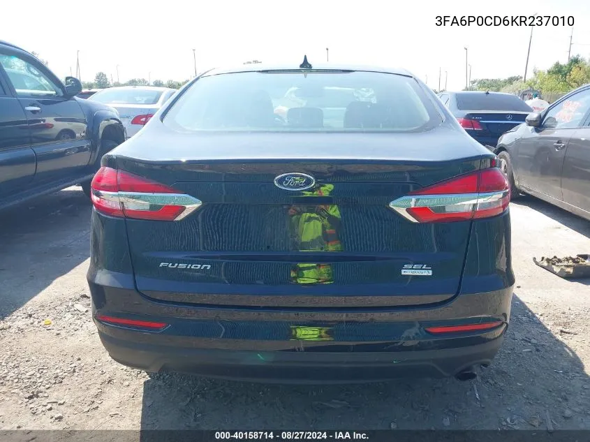 2019 Ford Fusion Sel VIN: 3FA6P0CD6KR237010 Lot: 40158714