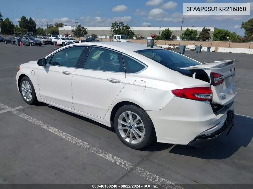 2019 Ford Fusion Energi Titanium VIN: 3FA6P0SU1KR216860 Lot: 40160240