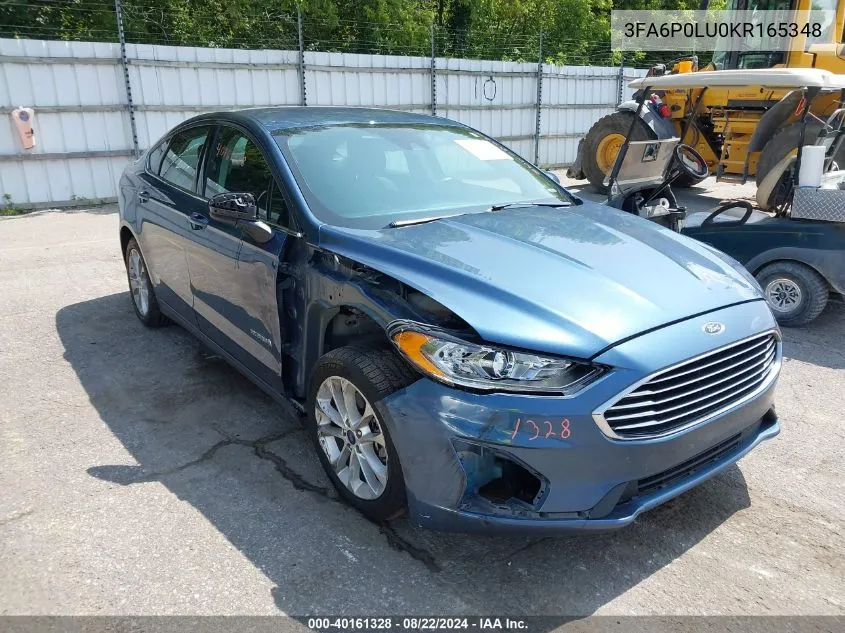 2019 Ford Fusion Hybrid Se VIN: 3FA6P0LU0KR165348 Lot: 40161328