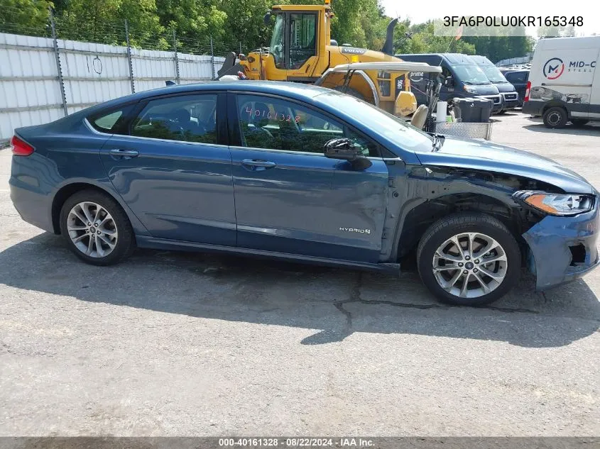 3FA6P0LU0KR165348 2019 Ford Fusion Hybrid Se