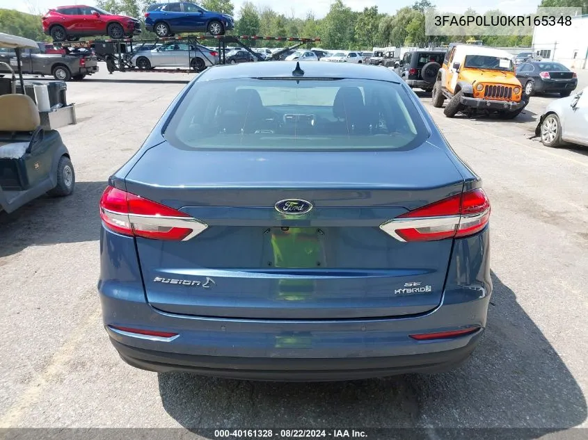 3FA6P0LU0KR165348 2019 Ford Fusion Hybrid Se