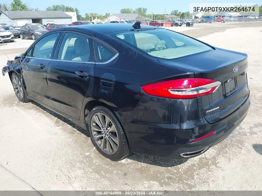 2019 Ford Fusion Se VIN: 3FA6P0T9XKR264674 Lot: 40164008