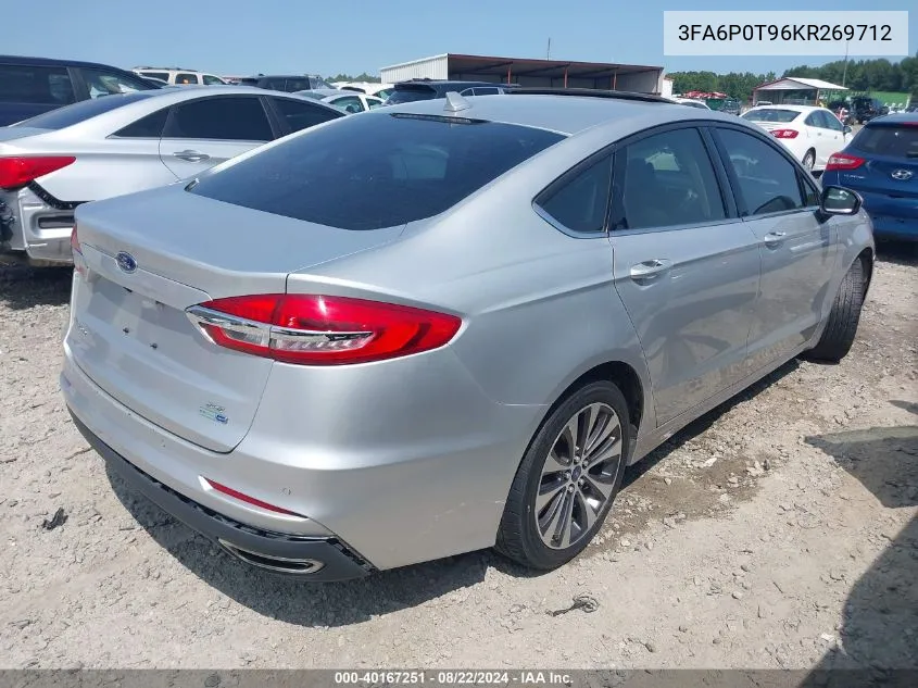 2019 Ford Fusion Se VIN: 3FA6P0T96KR269712 Lot: 40167251