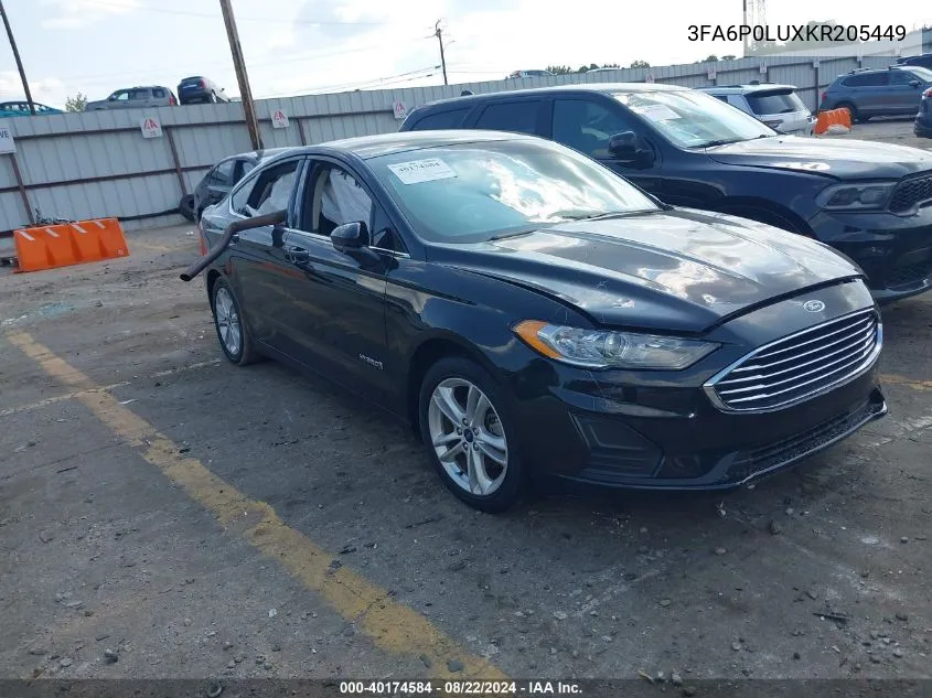 2019 Ford Fusion Hybrid Se VIN: 3FA6P0LUXKR205449 Lot: 40174584