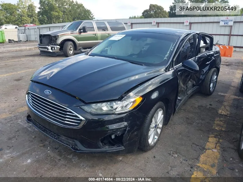 2019 Ford Fusion Hybrid Se VIN: 3FA6P0LUXKR205449 Lot: 40174584