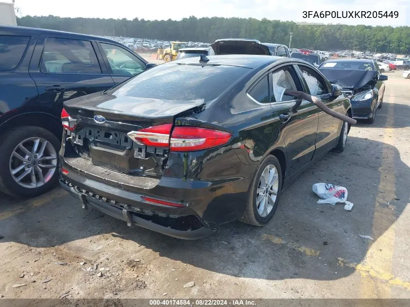 2019 Ford Fusion Hybrid Se VIN: 3FA6P0LUXKR205449 Lot: 40174584