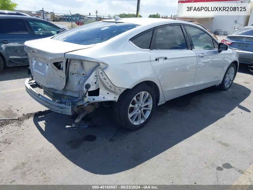 2019 Ford Fusion Hybrid Se VIN: 3FA6P0LUXKR208125 Lot: 40180557