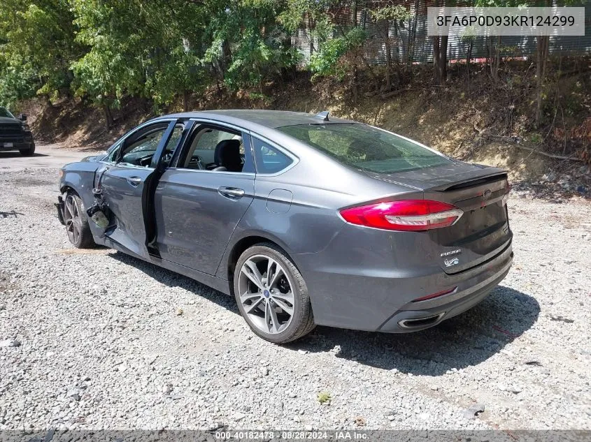 2019 Ford Fusion Titanium VIN: 3FA6P0D93KR124299 Lot: 40182478