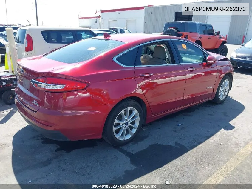 3FA6P0MU9KR262370 2019 Ford Fusion Hybrid Sel