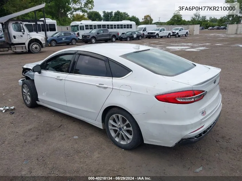 3FA6P0H77KR210000 2019 Ford Fusion Se