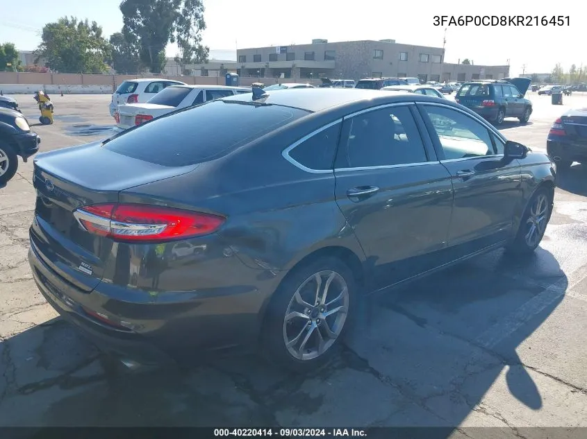 3FA6P0CD8KR216451 2019 Ford Fusion Sel