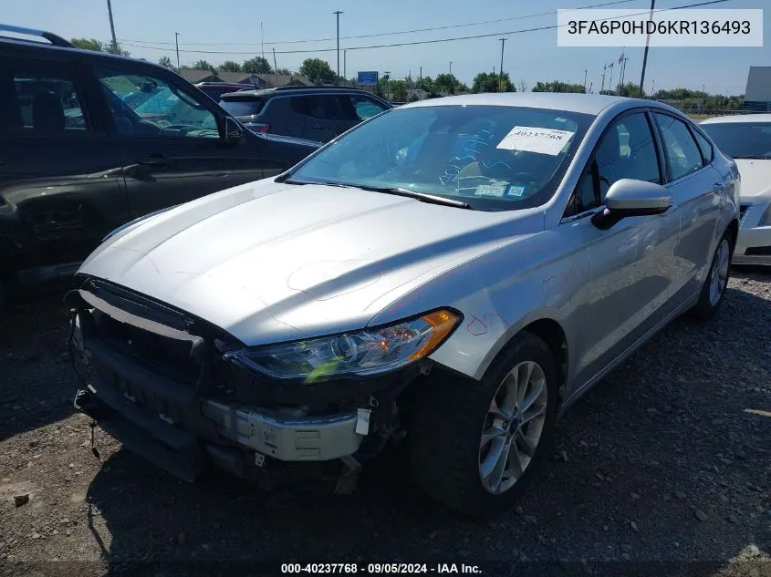 3FA6P0HD6KR136493 2019 Ford Fusion Se